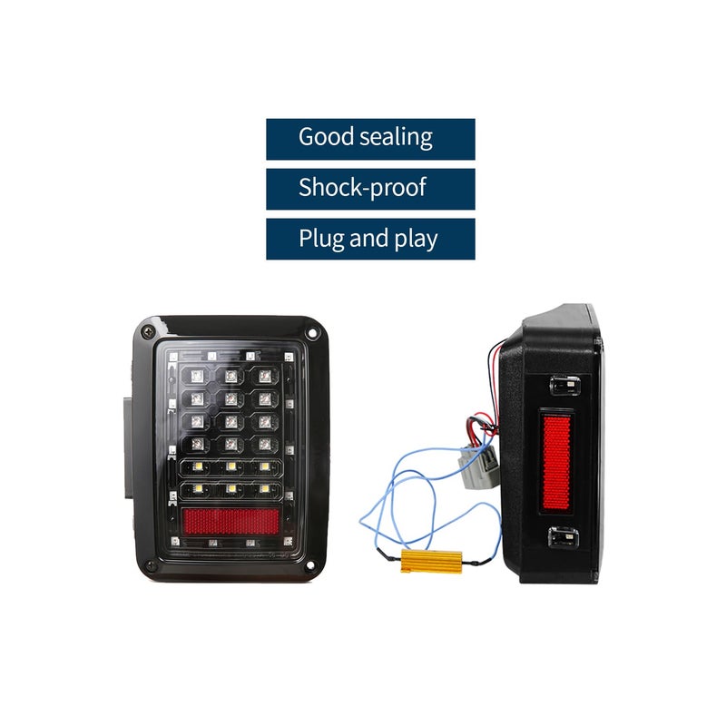 V8 GOD JK LED Tail Light Assembly w/Brake Light & Turn Signal Compatible with Jeep Wrangler JK JKU 2007-2018 - Image 5